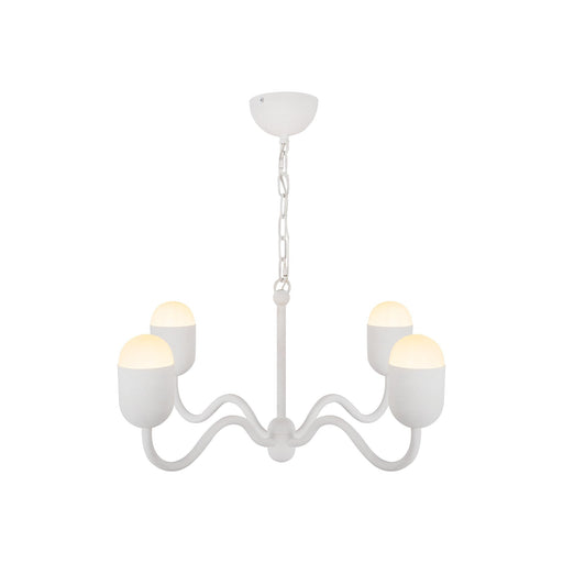 Effie 27" 4-Light Chandelier in Antique White/Opal Glass