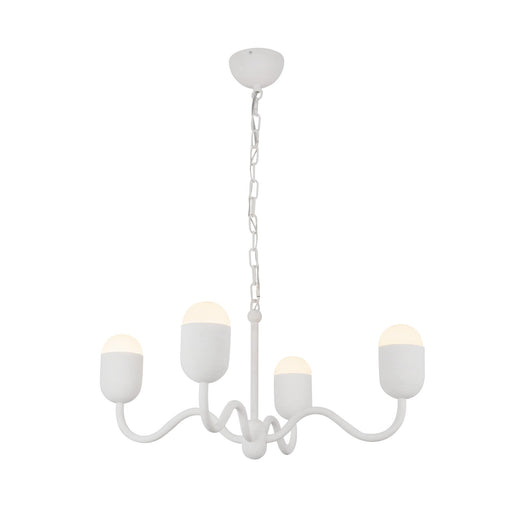 Effie 27" 4-Light Chandelier in Antique White/Opal Glass