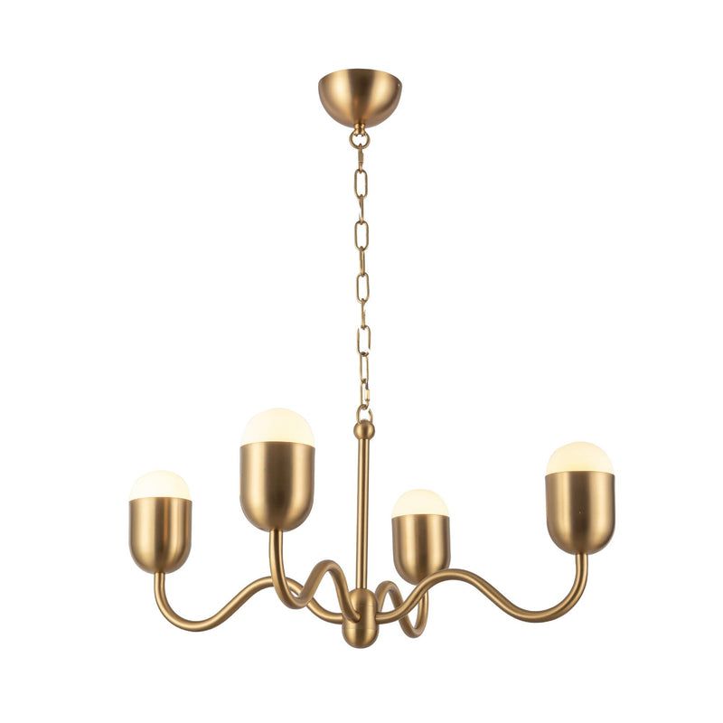 Effie 27" 4-Light Chandelier in Brushed Gold/Opal Glass