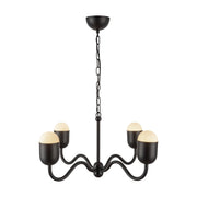 Effie 27" 4-Light Chandelier in Matte Black/Opal Glass