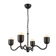 Effie 27" 4-Light Chandelier in Matte Black/Opal Glass