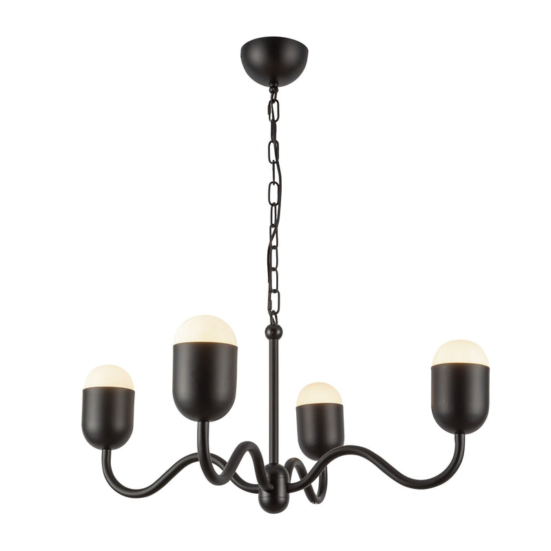 Effie 27" 4-Light Chandelier in Matte Black/Opal Glass