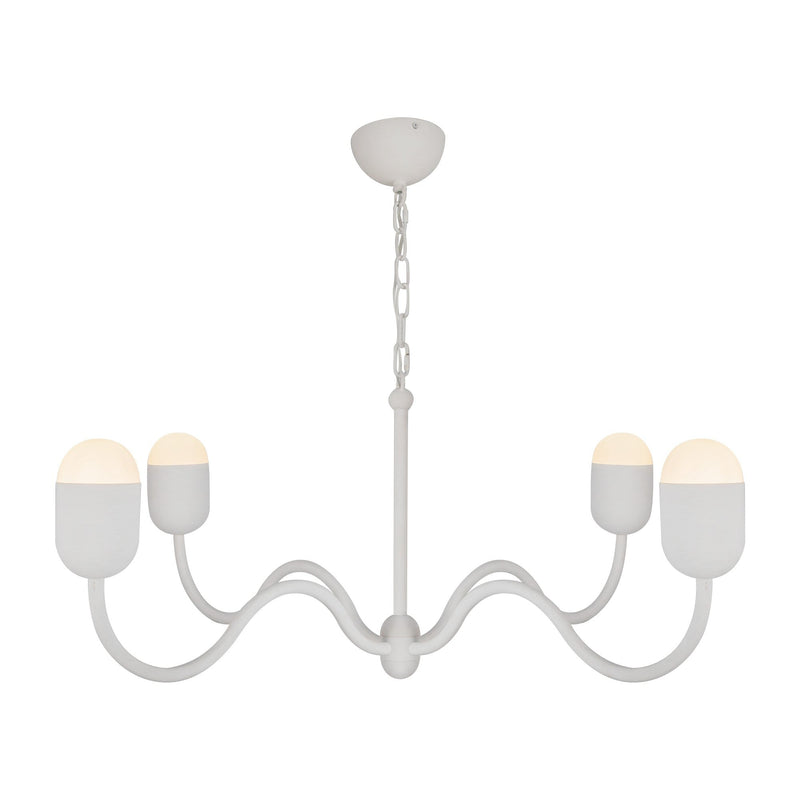 Effie 39" 4-Light Chandelier in Antique White/Opal Glass