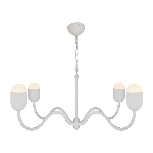 Effie 39" 4-Light Chandelier in Antique White/Opal Glass