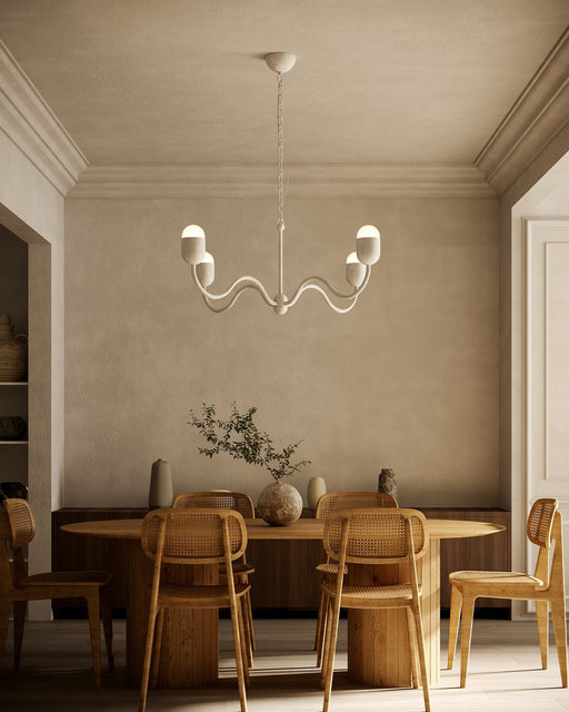 Effie 39" 4-Light Chandelier in Antique White/Opal Glass