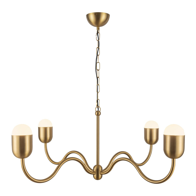 Effie 39" 4-Light Chandelier in Brushed Gold/Opal Glass