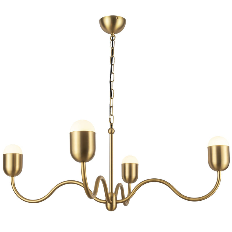 Effie 39" 4-Light Chandelier in Brushed Gold/Opal Glass