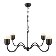 Effie 39" 4-Light Chandelier in Matte Black/Opal Glass