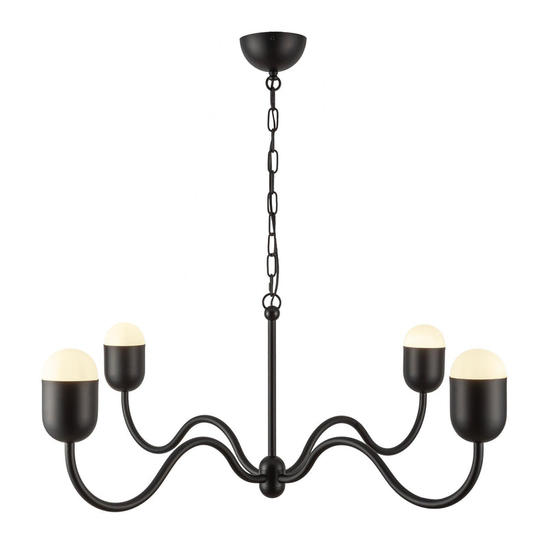 Effie 39" 4-Light Chandelier in Matte Black/Opal Glass