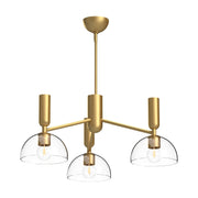 Jude 38" 3-Light Chandelier in Brushed Gold/Clear Glass