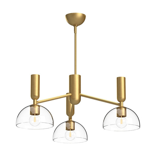 Jude 38" 3-Light Chandelier in Brushed Gold/Clear Glass