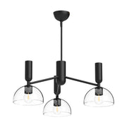Jude 38" 3-Light Chandelier in Clear Glass/Matte Black