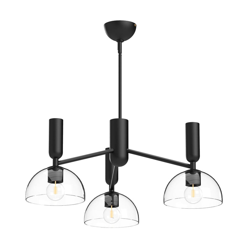Jude 38" 3-Light Chandelier in Clear Glass/Matte Black