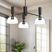 Jude 38" 3-Light Chandelier in Clear Glass/Matte Black