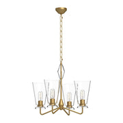 Salem 23" 4-Light Chandelier in Brushed Gold/Clear Glass