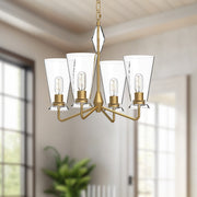 Salem 23" 4-Light Chandelier in Brushed Gold/Clear Glass