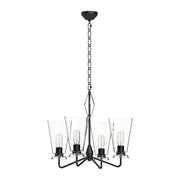 Salem 23" 4-Light Chandelier in Clear Glass/Matte Black