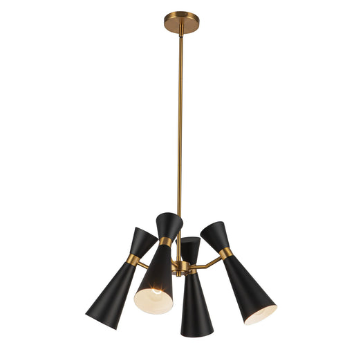 Blake 24" 4-Light Chandelier in Matte Black/Aged Gold