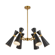 Blake 32" 6-Light Chandelier in Matte Black/Aged Gold