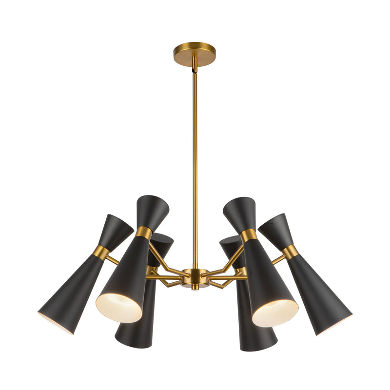 Blake 32" 6-Light Chandelier in Matte Black/Aged Gold