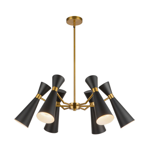 Blake 32" 6-Light Chandelier in Matte Black/Aged Gold