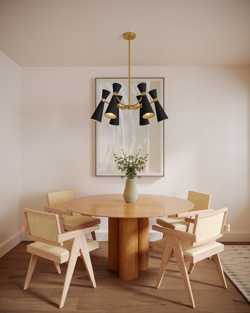 Blake 32" 6-Light Chandelier in Matte Black/Aged Gold