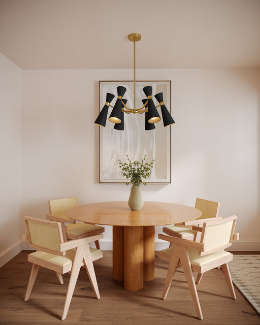 Blake 32" 6-Light Chandelier in Matte Black/Aged Gold