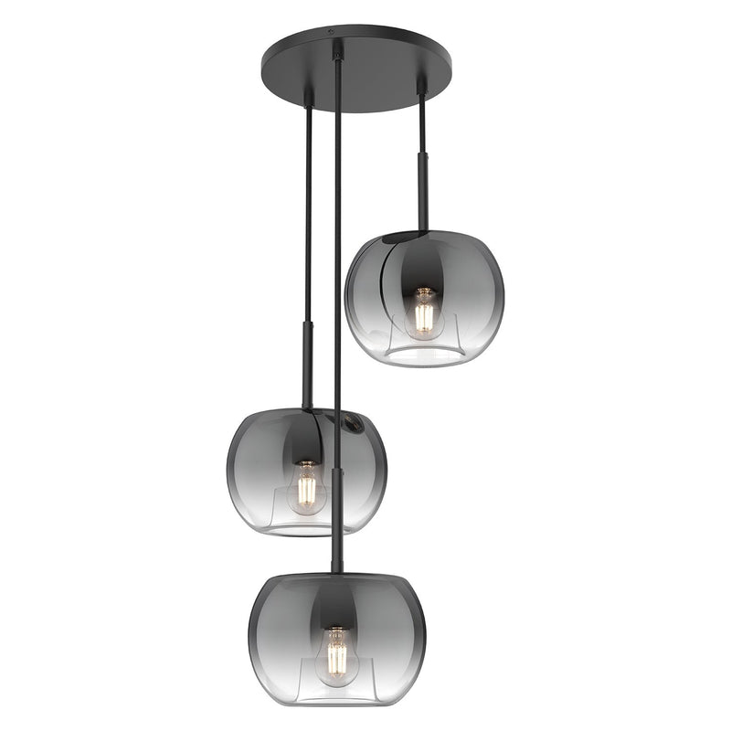 Samar 14" 3-Light Pendant in Black/Smoked
