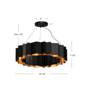 Akira 30" 7-Light Pendant in Black/Gold