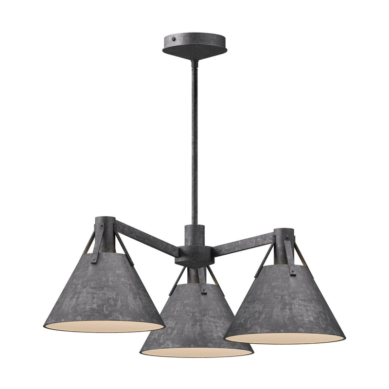 Archer 25" 3-Light Chandelier in Steel Shade