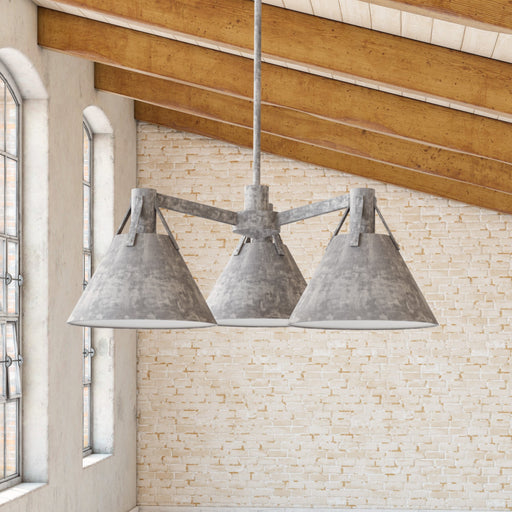 Archer 25" 3-Light Chandelier in Steel Shade