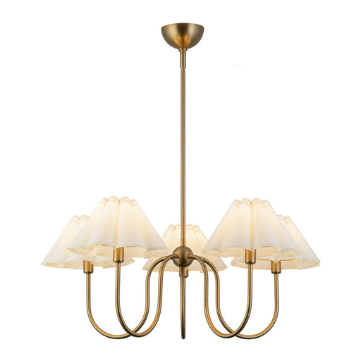Rosemary 31" 5-Light Chandelier in Brushed Gold/Folded White