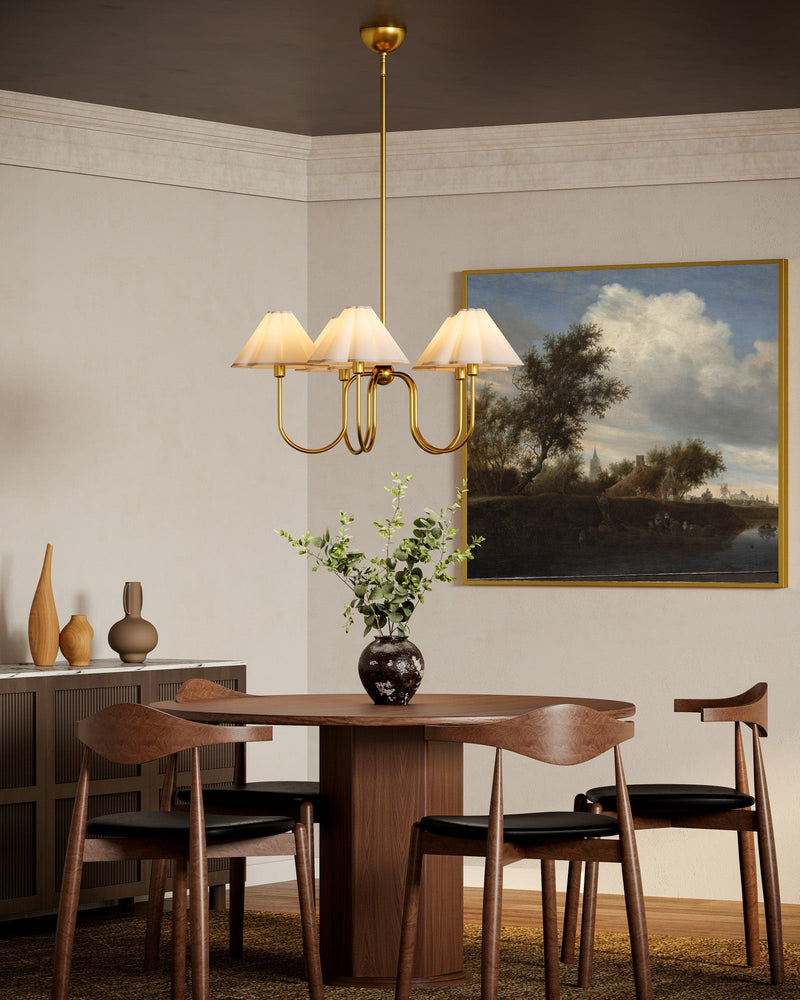 Rosemary 31" 5-Light Chandelier in Brushed Gold/Folded White