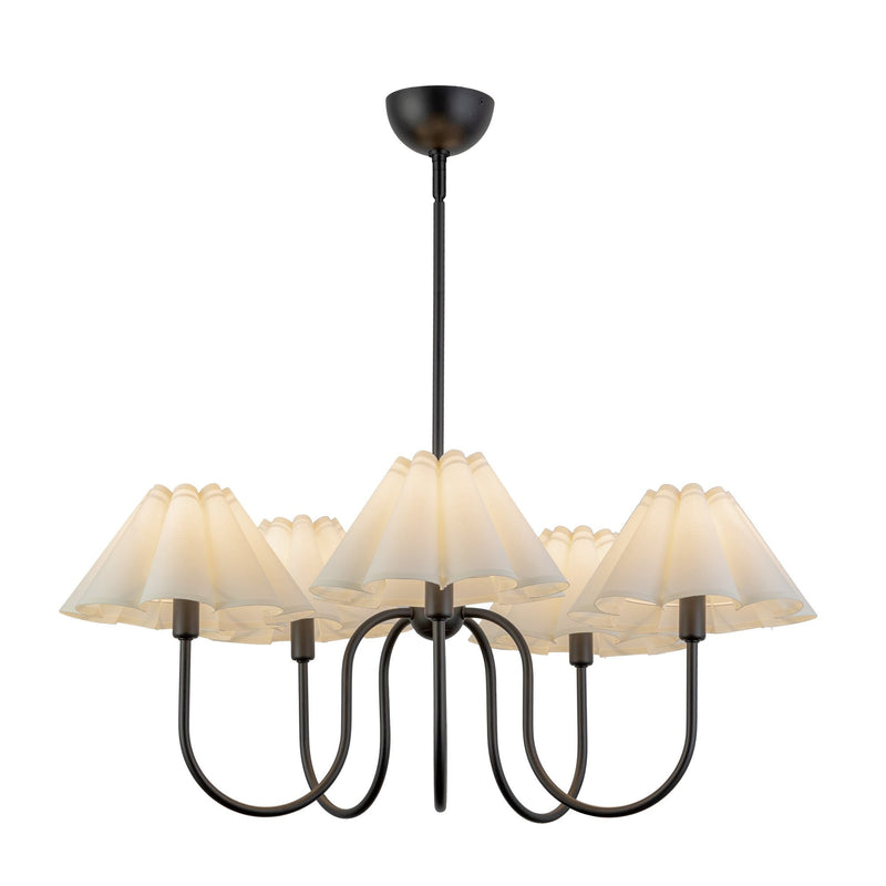 Rosemary 31" 5-Light Chandelier in Matte Black/Folded White