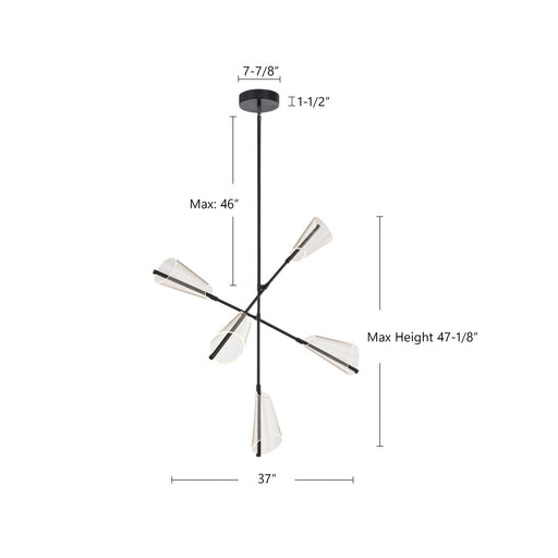 Mulberry 37" Chandelier in Brushed Gold/Light Guide