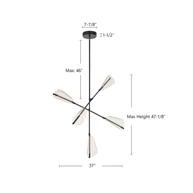 Mulberry 37" Chandelier in Black/Light Guide