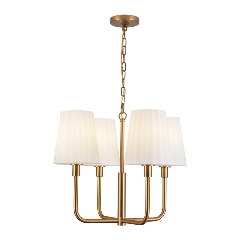 Plisse 23" 4-Light Chandelier with Opal Glass in Aged Gold/Opal Matte Glass