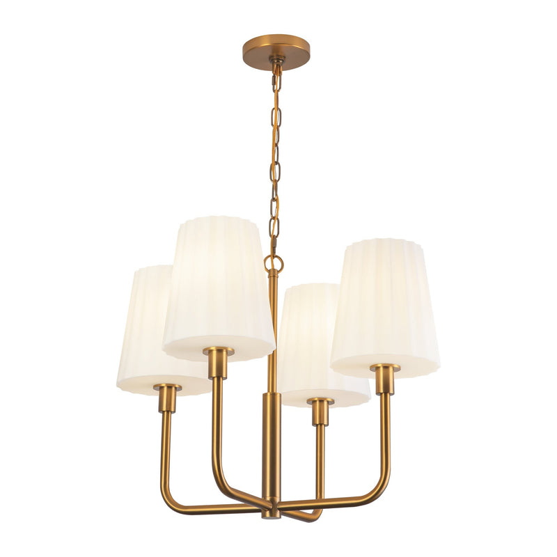 Plisse 23" 4-Light Chandelier with Opal Glass in Aged Gold/Opal Matte Glass