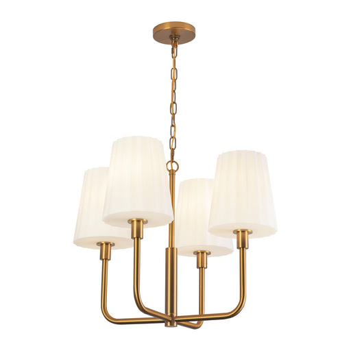 Plisse 23" 4-Light Chandelier with Opal Glass in Aged Gold/Opal Matte Glass