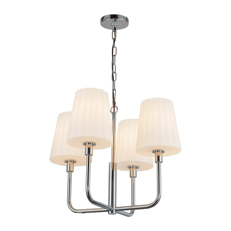 Plisse 23" 4-Light Chandelier with Opal Glass in Chrome/Opal Matte Glass
