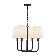 Plisse 23" 4-Light Chandelier with Opal Glass in Matte Black/Opal Matte Glass