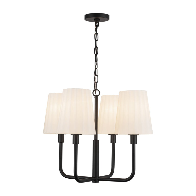 Plisse 23" 4-Light Chandelier with Opal Glass in Matte Black/Opal Matte Glass