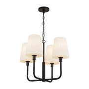 Plisse 23" 4-Light Chandelier with Opal Glass in Matte Black/Opal Matte Glass