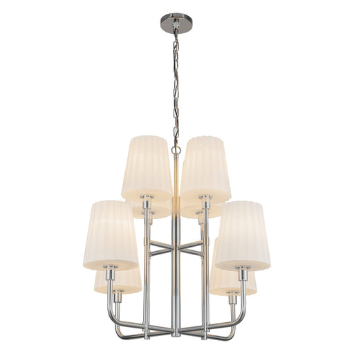Plisse 30" 8-Light Chandelier with Opal Glass in Chrome/Opal Matte Glass