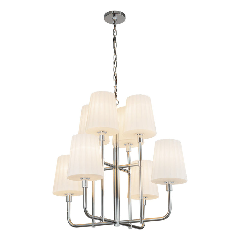Plisse 30" 8-Light Chandelier with Opal Glass in Chrome/Opal Matte Glass