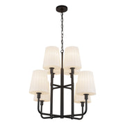 Plisse 30" 8-Light Chandelier with Opal Glass in Matte Black/Opal Matte Glass