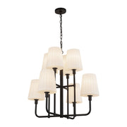 Plisse 30" 8-Light Chandelier with Opal Glass in Matte Black/Opal Matte Glass