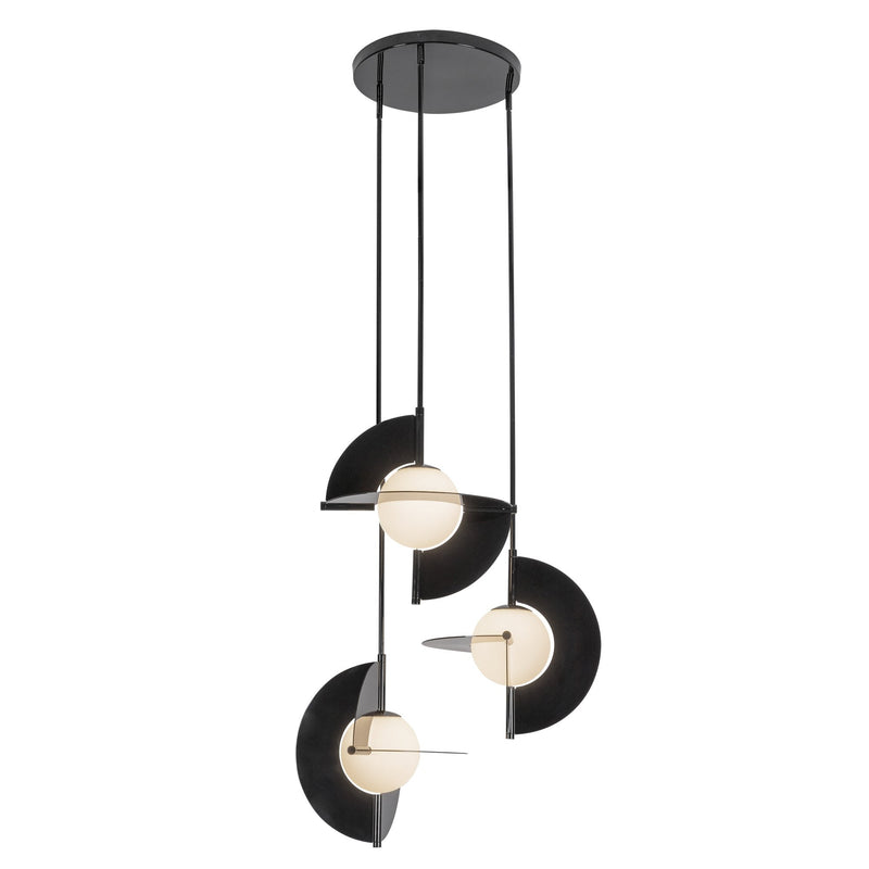 Scorpio 27" Pendant in Glossy Black/Opal Glass