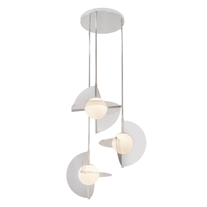 Scorpio 27" Pendant in Polished Nickel/Opal Glass