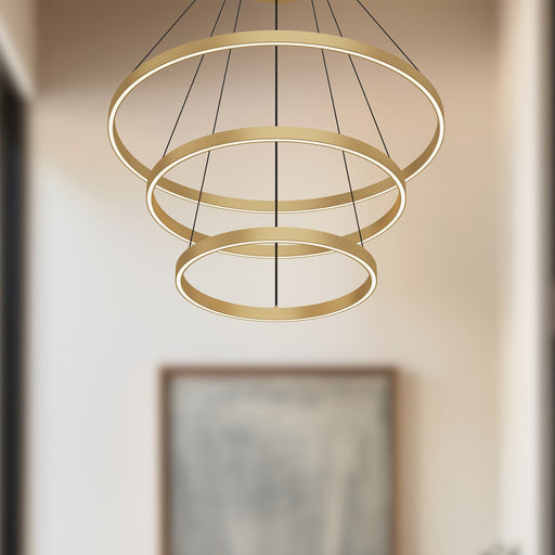 Cerchio 32" 3-Layer Pendant in Brushed Gold